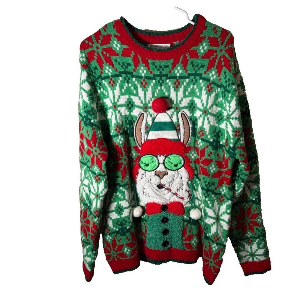 Celebrate Together Sweater Adult XL Llama Pullover Christmas Holiday Ugly